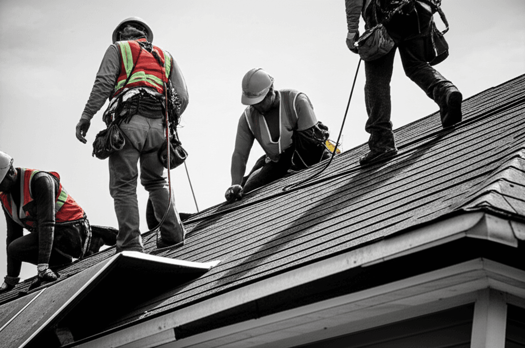 Ironclad Roofing crew completing a shingle roof installation in Fort Lauderdale, FL