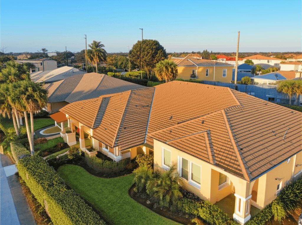 Aerial view of Daytona Beach neighborhood roofs β ProShield Roofing