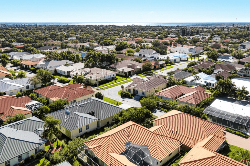 Liberty Roofing — Bradenton FL aerial neighborhood roofing